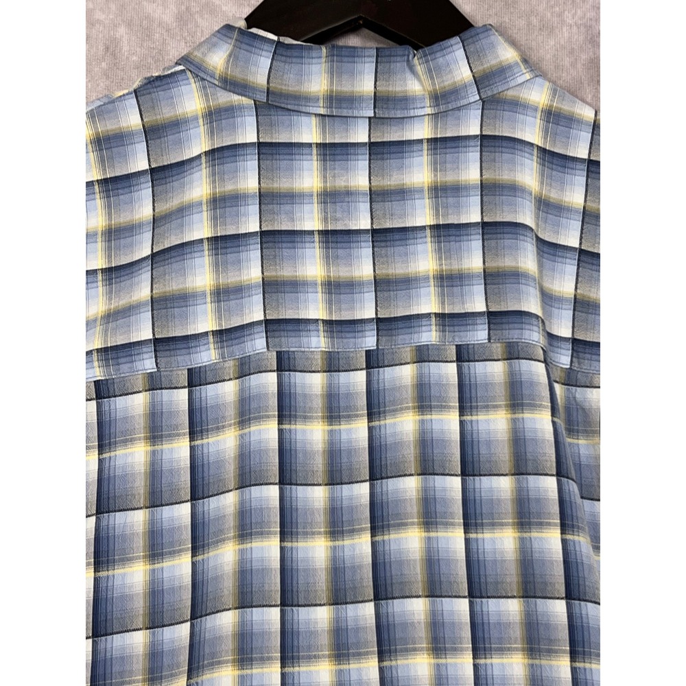 Tommy Bahama Silk Plaid Button Down Shirt Mens Large Blue Yellow Excellent - Picture 7 of 8
